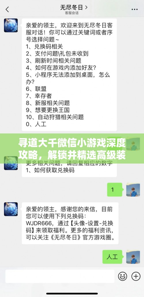 尋道大千微信小游戲深度攻略，解鎖并精選高級(jí)裝備的必備秘籍