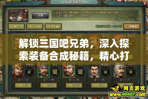 解鎖三國(guó)吧兄弟，深入探索裝備合成秘籍，精心打造屬于你的極品神器