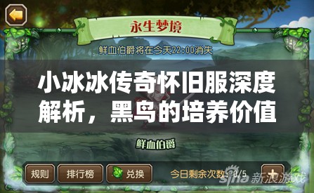 小冰冰傳奇懷舊服深度解析，黑鳥的培養(yǎng)價值與最佳陣容搭配策略