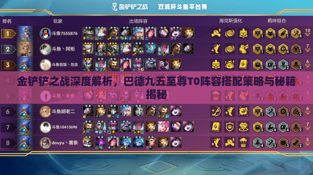 金鏟鏟之戰(zhàn)深度解析，巴德九五至尊T0陣容搭配策略與秘籍揭秘
