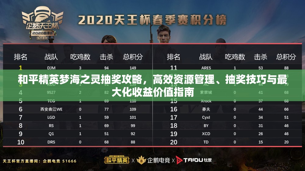 和平精英夢(mèng)海之靈抽獎(jiǎng)攻略，高效資源管理、抽獎(jiǎng)技巧與最大化收益價(jià)值指南