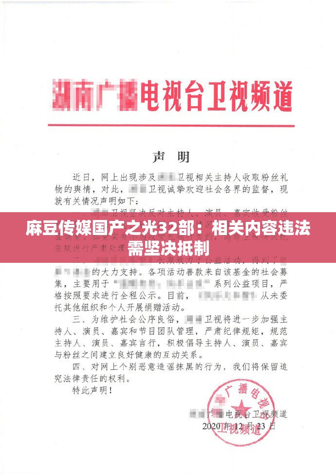 麻豆傳媒國(guó)產(chǎn)之光32部：相關(guān)內(nèi)容違法需堅(jiān)決抵制