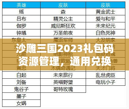 沙雕三國2023禮包碼資源管理，通用兌換碼合集的重要性及高效利用策略解析