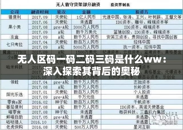 無(wú)人區(qū)碼一碼二碼三碼是什么ww：深入探索其背后的奧秘