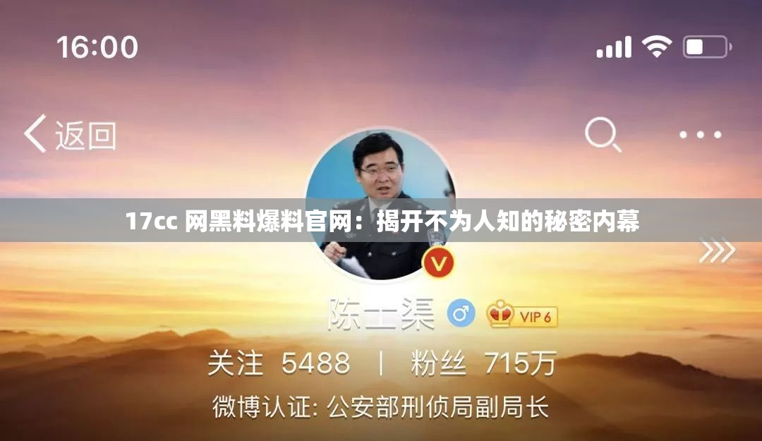 17cc 網(wǎng)黑料爆料官網(wǎng)：揭開不為人知的秘密內(nèi)幕