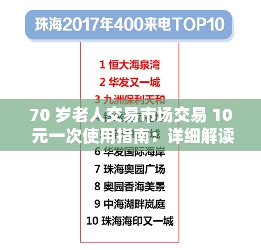 70 歲老人交易市場交易 10 元一次使用指南：詳細解讀與注意事項