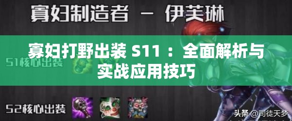 寡婦打野出裝 S11 ：全面解析與實戰(zhàn)應用技巧