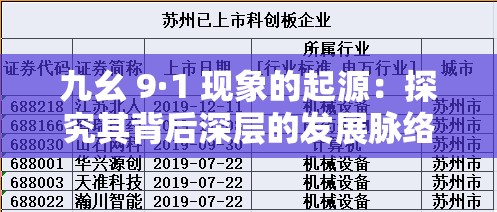 九幺 9·1 現(xiàn)象的起源：探究其背后深層的發(fā)展脈絡(luò)