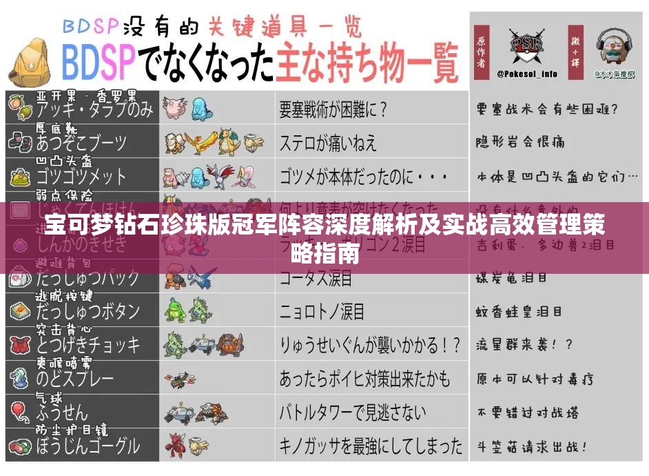 寶可夢鉆石珍珠版冠軍陣容深度解析及實戰(zhàn)高效管理策略指南