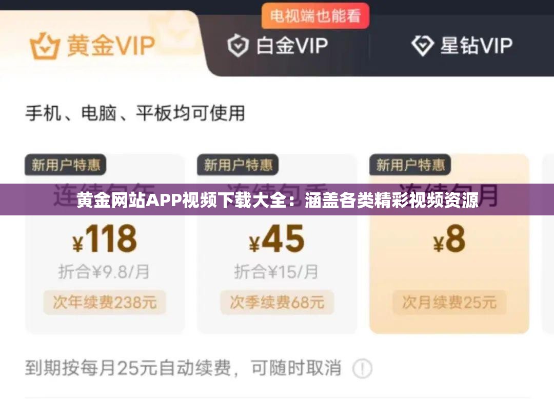 黃金網(wǎng)站APP視頻下載大全：涵蓋各類精彩視頻資源
