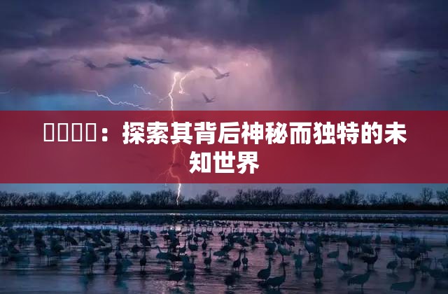 氺茤茤茤：探索其背后神秘而獨(dú)特的未知世界