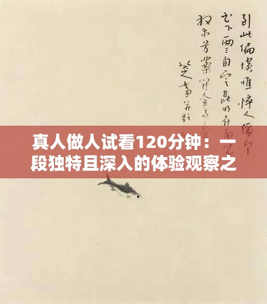 真人做人試看120分鐘：一段獨特且深入的體驗觀察之旅