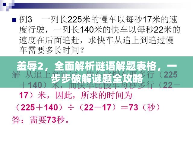 羞辱2，全面解析謎語解題表格，一步步破解謎題全攻略