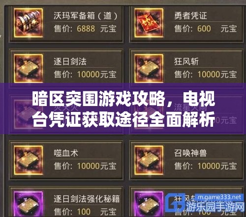 暗區(qū)突圍游戲攻略，電視臺(tái)憑證獲取途徑全面解析與分享