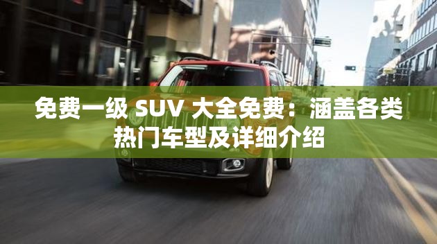 免費(fèi)一級 SUV 大全免費(fèi)：涵蓋各類熱門車型及詳細(xì)介紹