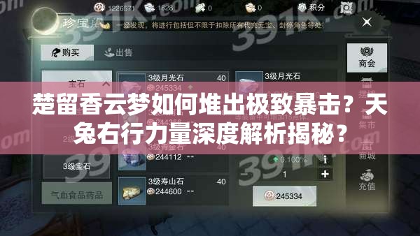 楚留香云夢(mèng)如何堆出極致暴擊？天兔右行力量深度解析揭秘？