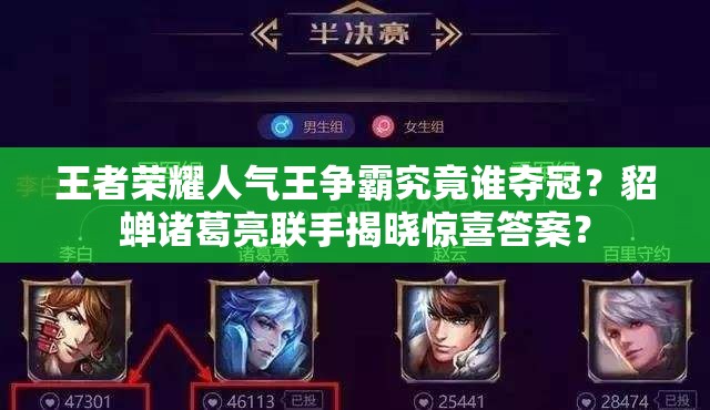 王者榮耀人氣王爭霸究竟誰奪冠？貂蟬諸葛亮聯(lián)手揭曉驚喜答案？