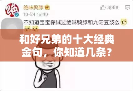 和好兄弟的十大經(jīng)典金句，你知道幾條？