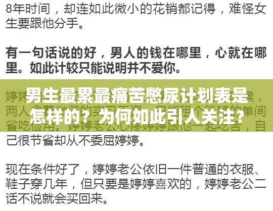 男生最累最痛苦憋尿計(jì)劃表是怎樣的？為何如此引人關(guān)注？