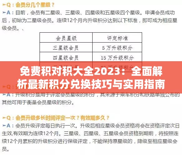 免費積對積大全2023：全面解析最新積分兌換技巧與實用指南