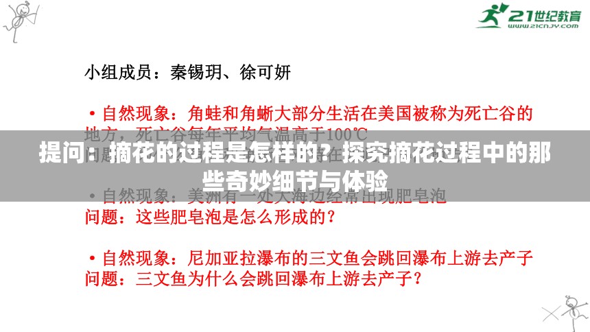 提問：摘花的過程是怎樣的？探究摘花過程中的那些奇妙細(xì)節(jié)與體驗