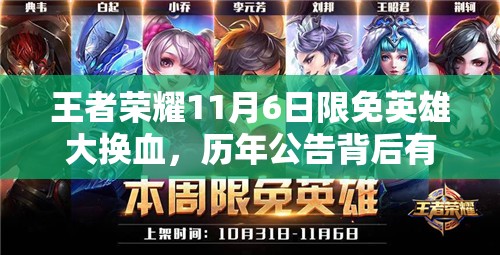 王者榮耀11月6日限免英雄大換血，歷年公告背后有何演變規(guī)律？