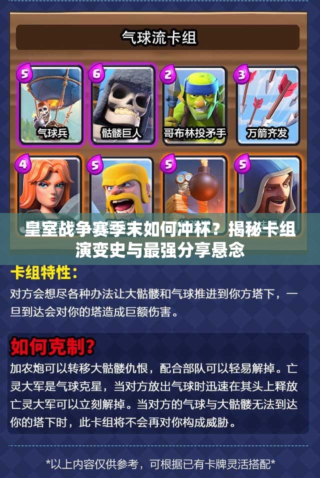皇室戰(zhàn)爭(zhēng)賽季末如何沖杯？揭秘卡組演變史與最強(qiáng)分享懸念