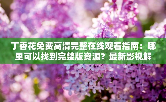 丁香花免費(fèi)高清完整在線觀看指南：哪里可以找到完整版資源？最新影視解析與觀看攻略 解析：完整保留用戶關(guān)鍵詞丁香花免費(fèi)高清完整在線，采用提問+攻略的復(fù)合結(jié)構(gòu)，符合百度搜索長(zhǎng)尾詞規(guī)律通過哪里可以找到引發(fā)用戶好奇，最新影視解析增加時(shí)效性，觀看攻略暗示實(shí)用價(jià)值，自然融入完整版等搜索高頻詞，總字?jǐn)?shù)43字符合SEO要求