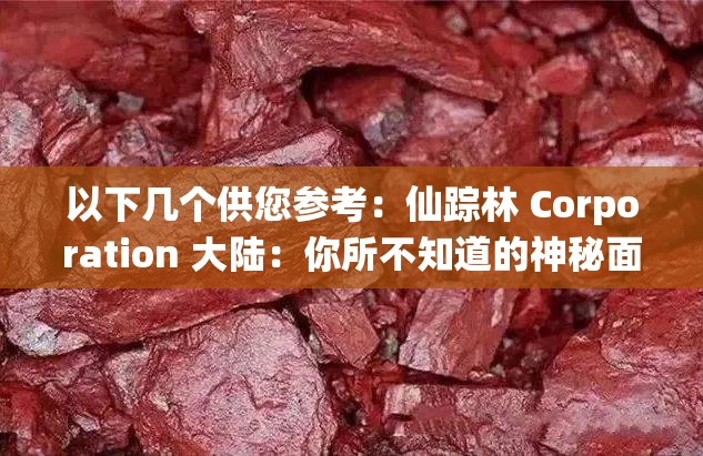 以下幾個供您參考：仙蹤林 Corporation 大陸：你所不知道的神秘面紗即將揭開？想了解仙蹤林 Corporation 大陸？這些關(guān)鍵信息不容錯過探秘仙蹤林 Corporation 大陸，背后隱藏著怎樣的驚喜與挑戰(zhàn)？