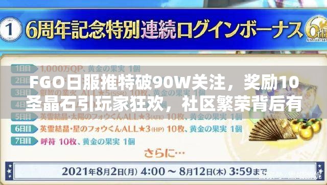 FGO日服推特破90W關(guān)注，獎(jiǎng)勵(lì)10圣晶石引玩家狂歡，社區(qū)繁榮背后有何秘密？