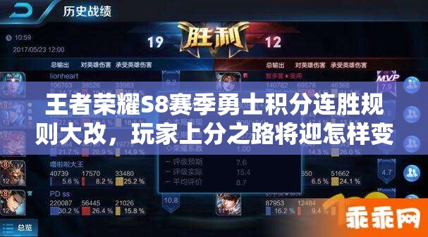王者榮耀S8賽季勇士積分連勝規(guī)則大改，玩家上分之路將迎怎樣變革？