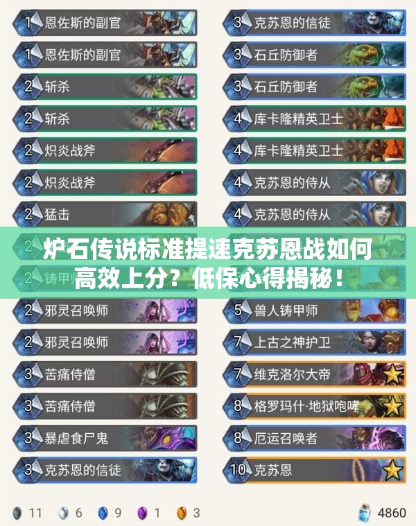 爐石傳說標(biāo)準(zhǔn)提速克蘇恩戰(zhàn)如何高效上分？低保心得揭秘！
