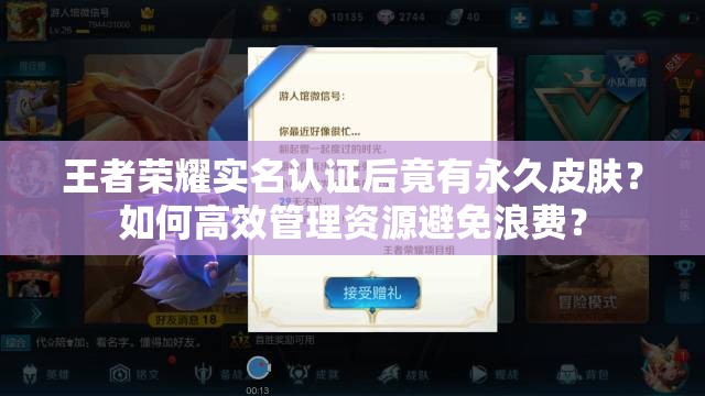 王者榮耀實(shí)名認(rèn)證后竟有永久皮膚？如何高效管理資源避免浪費(fèi)？