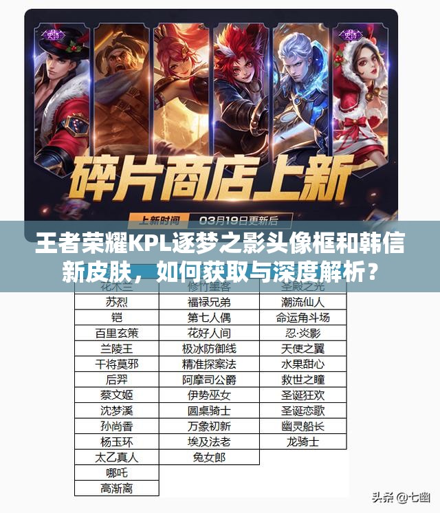 王者榮耀KPL逐夢(mèng)之影頭像框和韓信新皮膚，如何獲取與深度解析？
