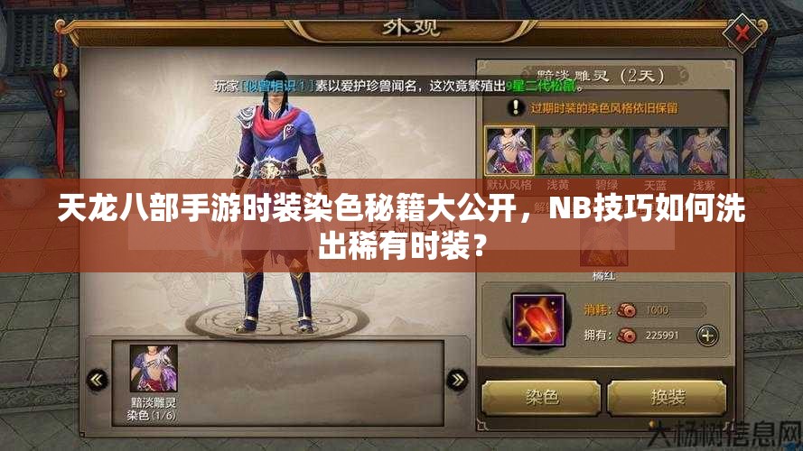 天龍八部手游時(shí)裝染色秘籍大公開，NB技巧如何洗出稀有時(shí)裝？