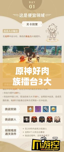 原神好肉族擂臺(tái)3大步驟：位置詳解+核心打法技巧，高效通關(guān)實(shí)戰(zhàn)教學(xué)